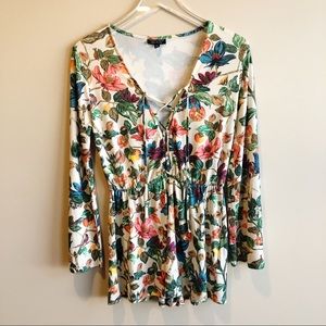 TOPSHOP Long Sleeve Floral Print Romper